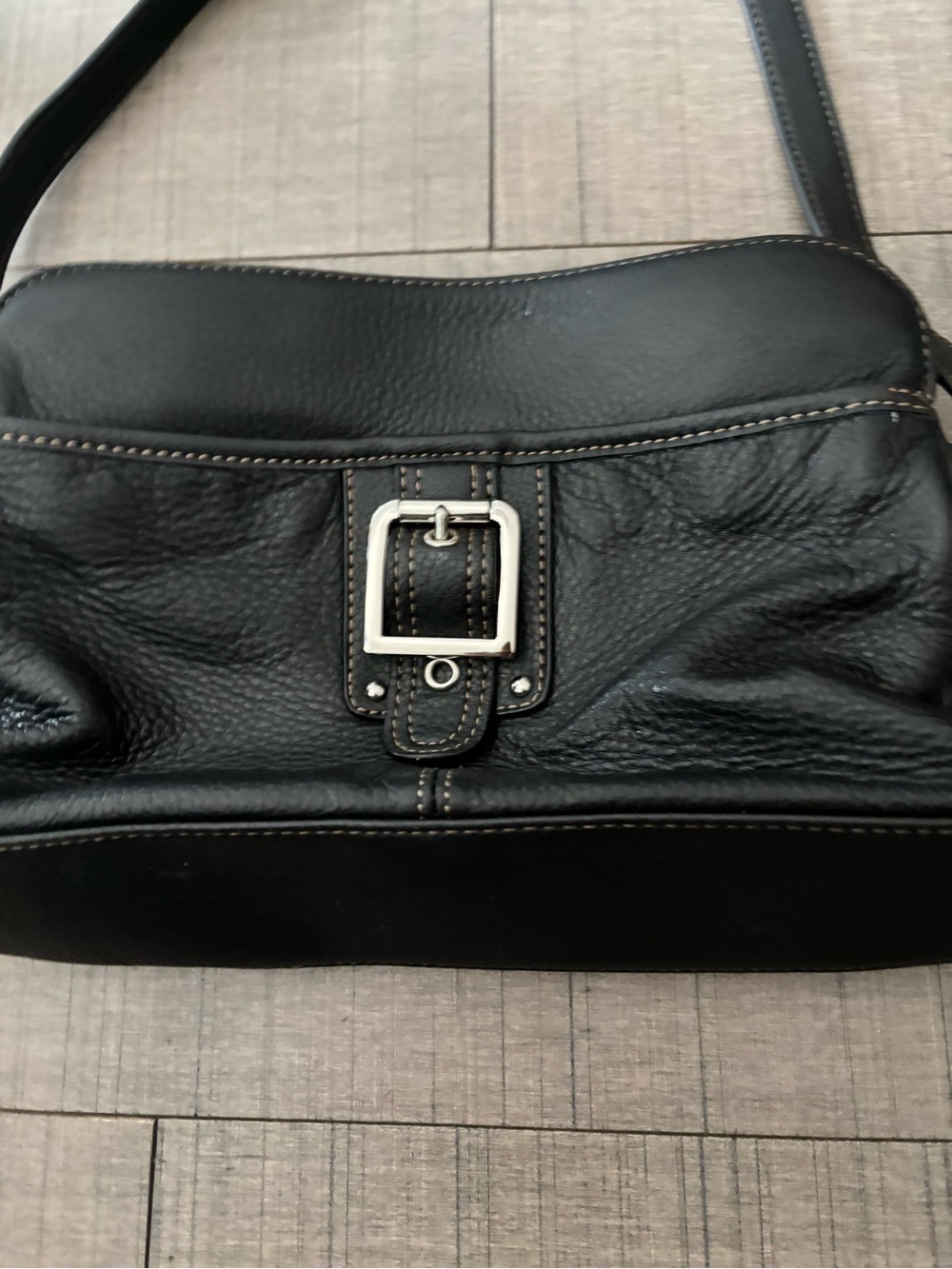 ⭐️3/$20⭐️Y2K Black Pebbled Leather Multi Pocket Shoulder Bag-Silver Hardware - Picture 2 of 6